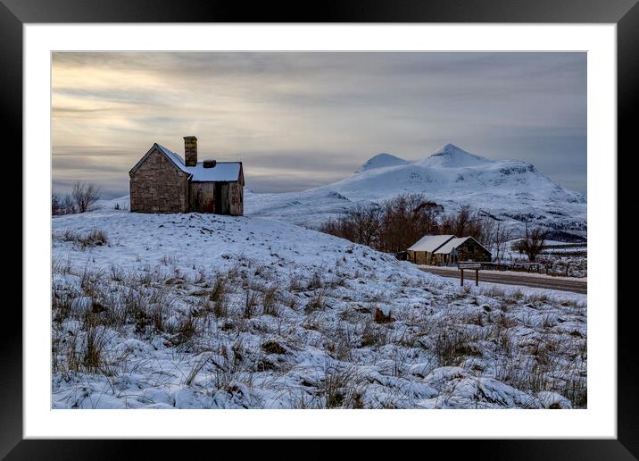 Cul Mor a Winter Scene Framed Mounted Print by Derek Beattie