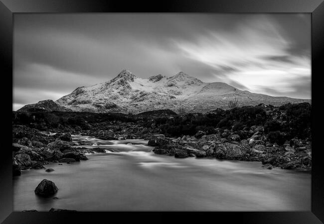 Sgurr nan Gillean and the River Sligachan Framed Print by Derek Beattie