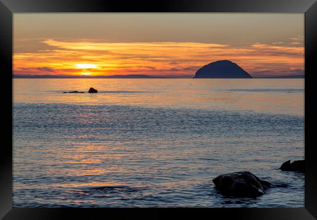 Ailsa Craig at Sunset Framed Print by Derek Beattie