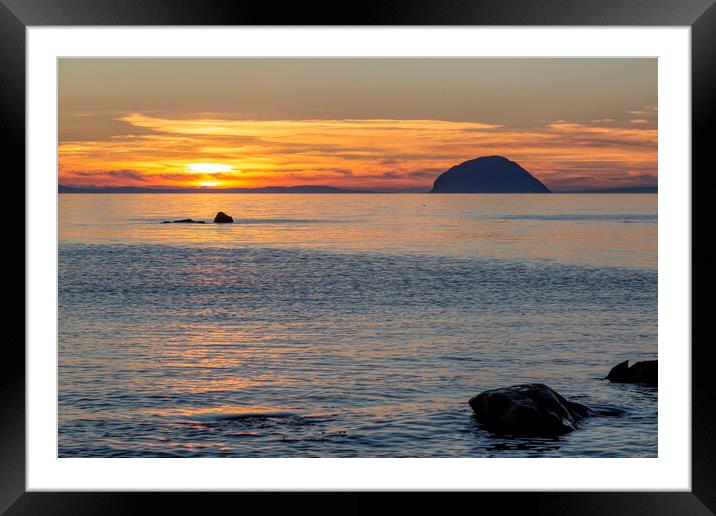 Ailsa Craig at Sunset Framed Mounted Print by Derek Beattie