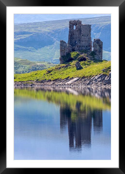 Ardvreck Castle Reflections. Framed Mounted Print by Derek Beattie