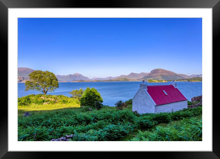 Applecross Red Roof Cottage Framed Mounted Print by Derek Beattie