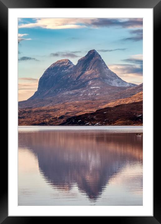 Suilven Winter Reflections Framed Mounted Print by Derek Beattie