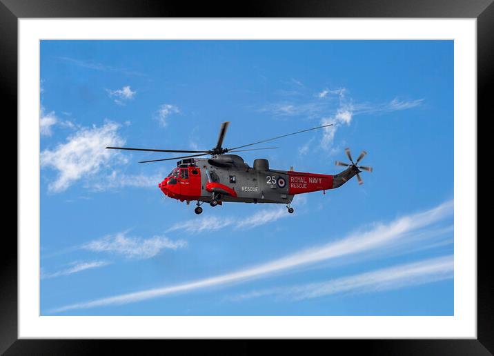 Royal Navy Sea King Helicopter Framed Mounted Print by Derek Beattie
