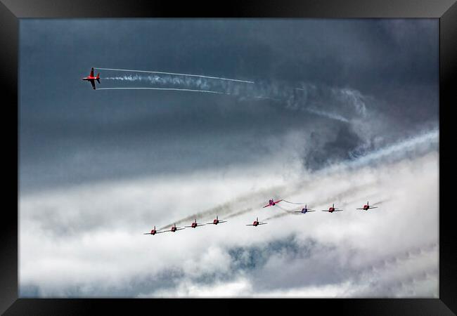 Ten Red Arrows Framed Print by Derek Beattie