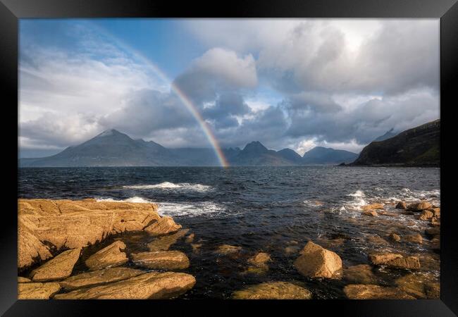 Rainbow Light at Elgol Isle of Skye Framed Print by Derek Beattie