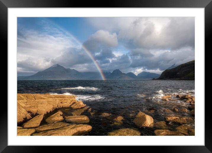 Rainbow Light at Elgol Isle of Skye Framed Mounted Print by Derek Beattie