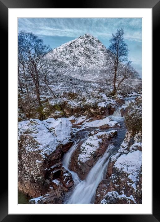 Buachaille Etive Mor and Coupall Falls Framed Mounted Print by Derek Beattie