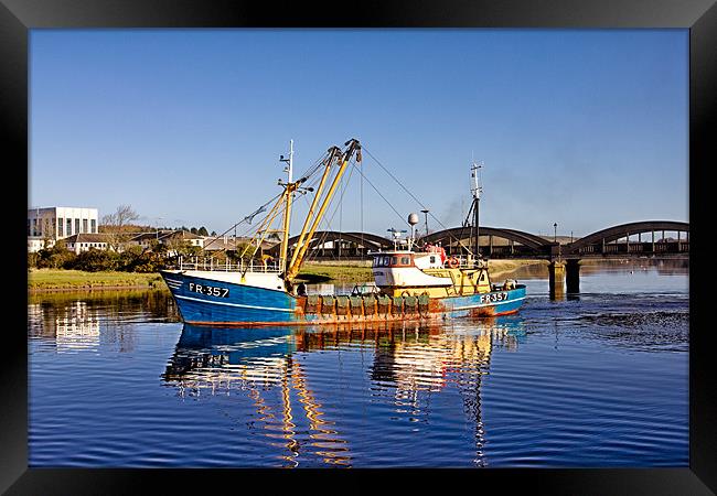 Kirkcudbright Fishing Boat Reflections Framed Print by Derek Beattie