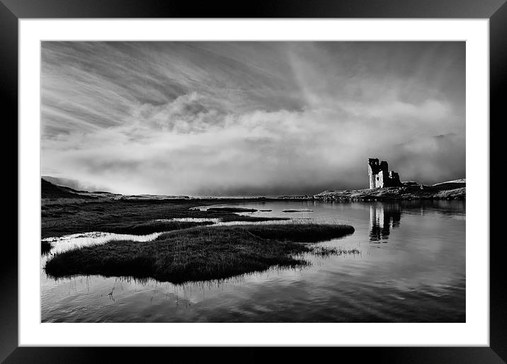 Ardvreck Castle Scotland in the Mist Framed Mounted Print by Derek Beattie