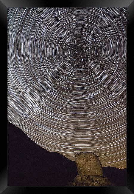 Star Trails Bruces Stone Scotland Framed Print by Derek Beattie