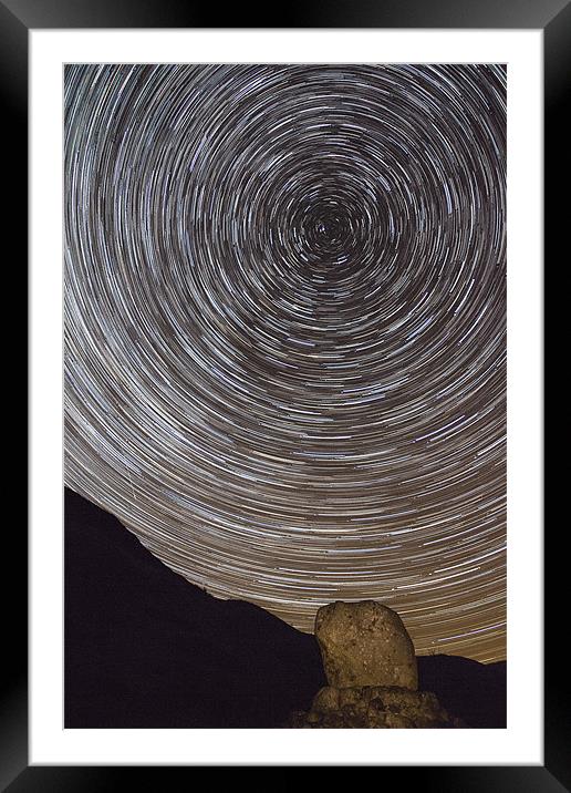 Star Trails Bruces Stone Scotland Framed Mounted Print by Derek Beattie