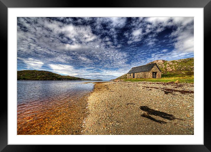 Boathouse on Loch Laxford Framed Mounted Print by Derek Beattie