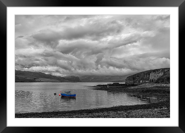 Blue Boat at Loch Eriboll Framed Mounted Print by Derek Beattie