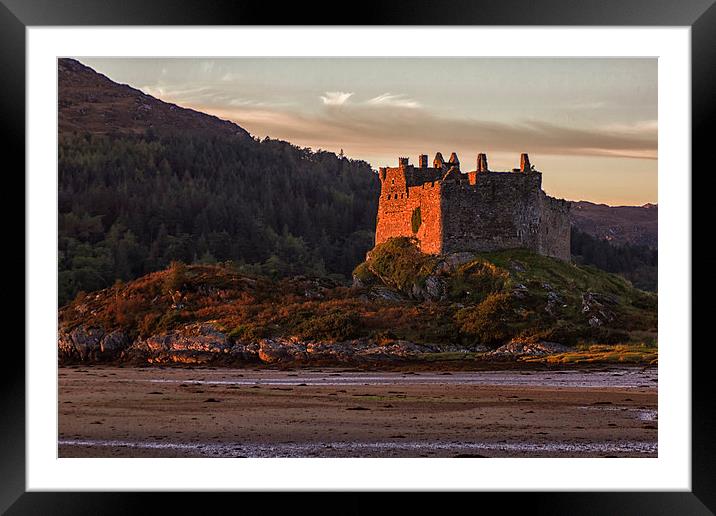 Castle Tioram Loch Moidart at Sunset Framed Mounted Print by Derek Beattie