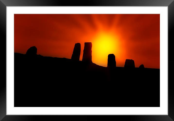 Cairn Holy Standing Stones at Sunrise Framed Mounted Print by Derek Beattie