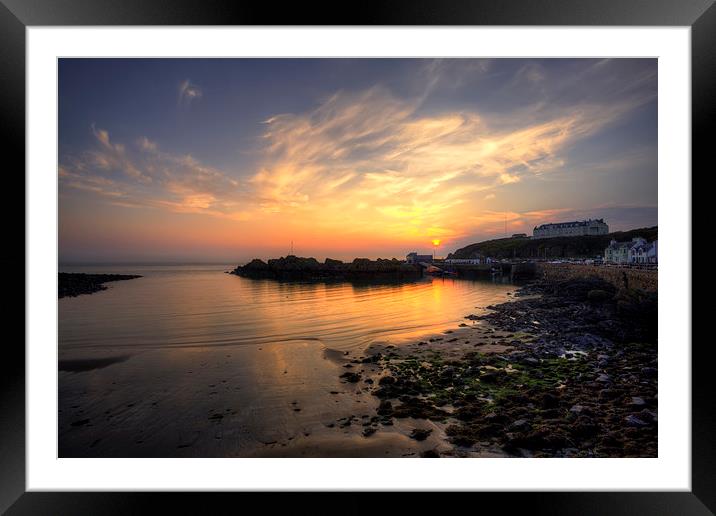 Portpatrick Harbour at Sunset Framed Mounted Print by Derek Beattie