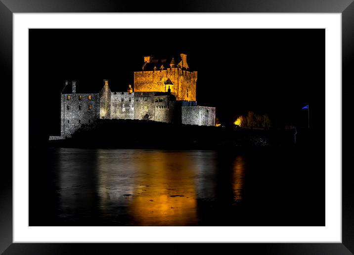 Eilean Donan Castle at Night Framed Mounted Print by Derek Beattie