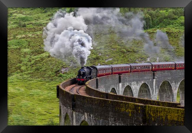 Steam Train Crossing the Glenfinnan Viaduct Framed Print by Derek Beattie