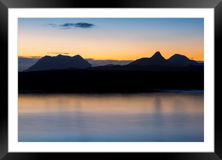 Assynt Mountains at Dawn Framed Mounted Print by Derek Beattie