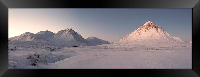 Buachaille Etive Mor Sunrise Panorama Framed Print by Derek Beattie