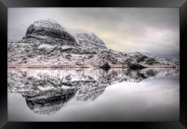 Suilven Winter Reflections Framed Print by Derek Beattie