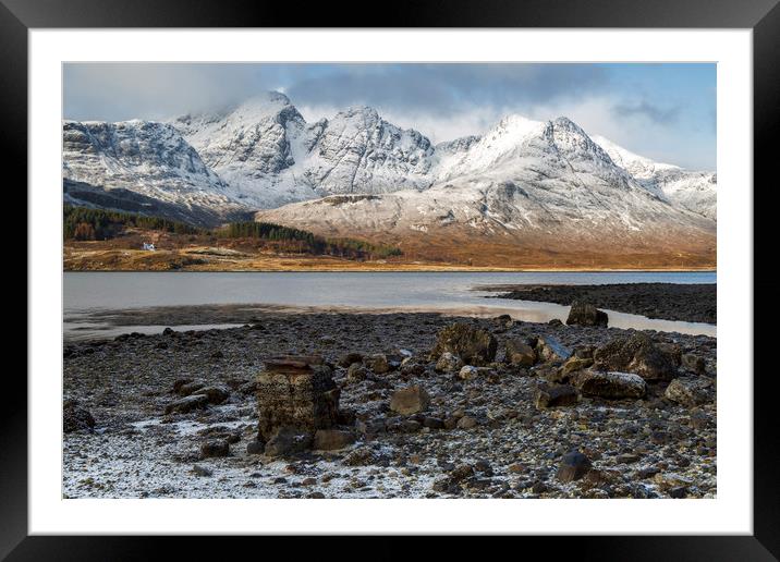 Blaven Isle of Skye in Winter Framed Mounted Print by Derek Beattie