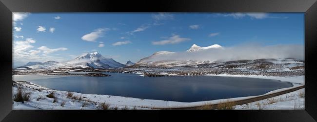 Assynt Mountain Panorama in Winter Framed Print by Derek Beattie