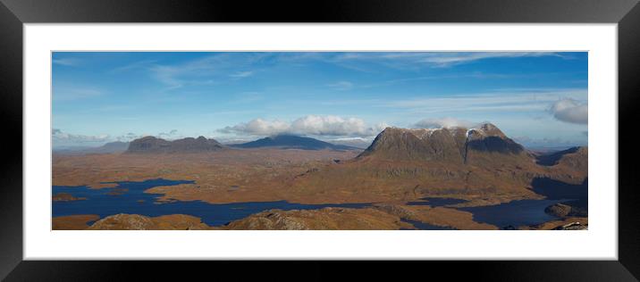 Suilven, Cul Mor and Loch Sionascaig from Stac Pol Framed Mounted Print by Derek Beattie