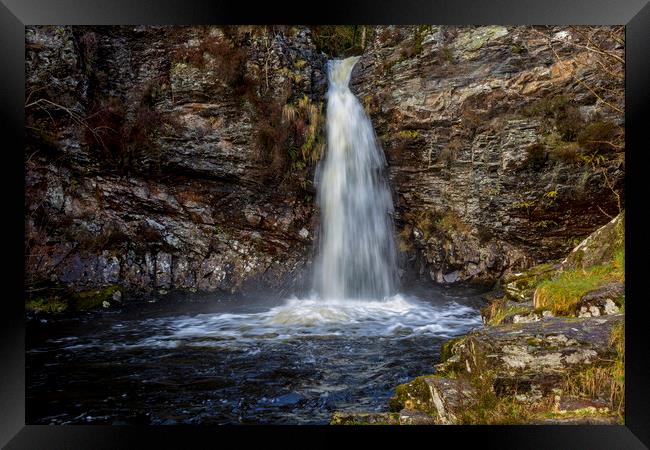 Waterfall on Grey Mares Tail Burn Framed Print by Derek Beattie