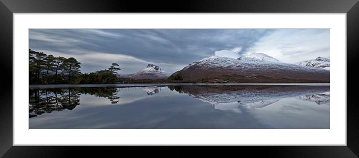 Stac Pollaidh in Winter Panorama Framed Mounted Print by Derek Beattie