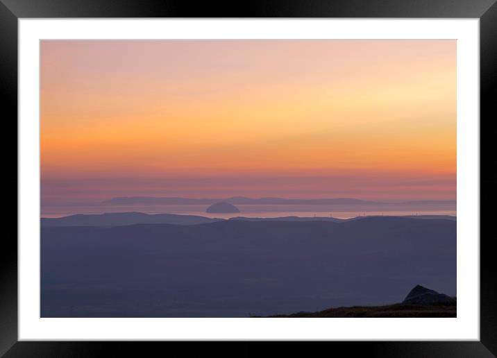 Ailsa Craig at Sunset Framed Mounted Print by Derek Beattie