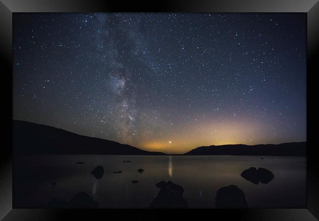 Milky Way and Jupiter Galloway Forest Park Framed Print by Derek Beattie