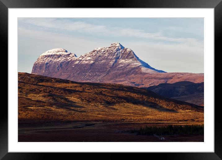 Suilven in Winter Scotland Framed Mounted Print by Derek Beattie