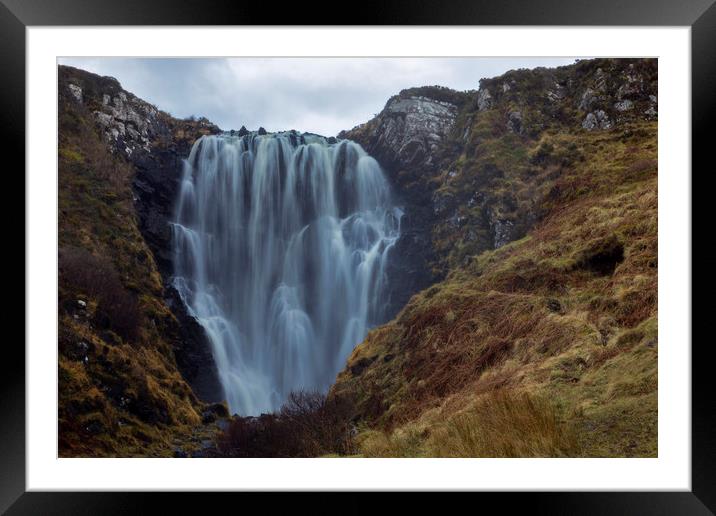 Clashnessie Waterfall Scotland Framed Mounted Print by Derek Beattie