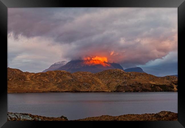 Cul Mor Fire Mountain at Sunset Scotland Framed Print by Derek Beattie