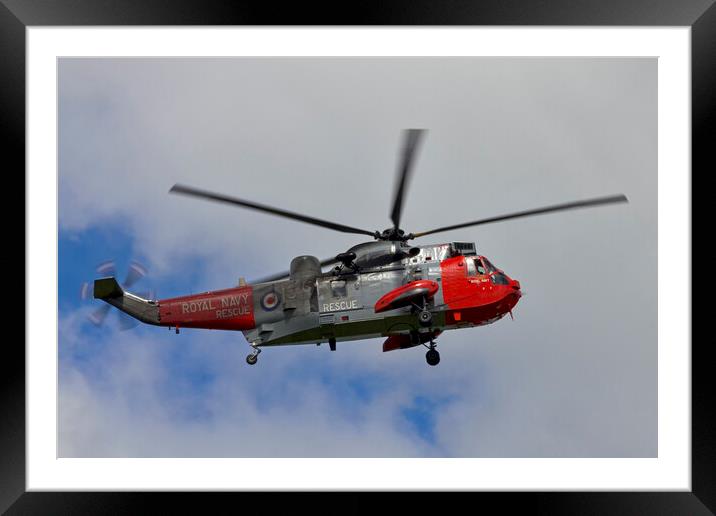 Royal Navy Sea King Helicopter Framed Mounted Print by Derek Beattie