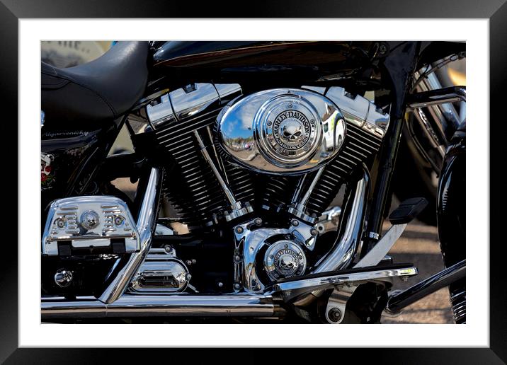 Harley Davidson Fat Boy Motorbike Framed Mounted Print by Derek Beattie