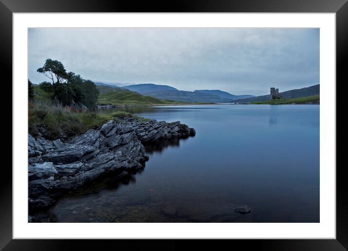 Ardvreck Castle and Loch Assynt Scotland Framed Mounted Print by Derek Beattie