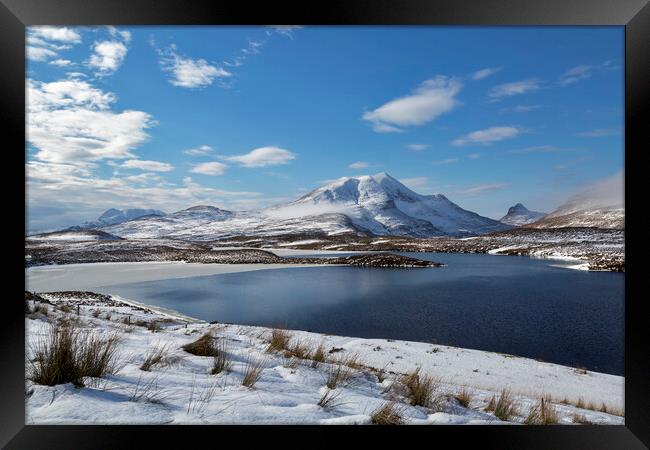Scottish Highland Mountains in Winter Framed Print by Derek Beattie