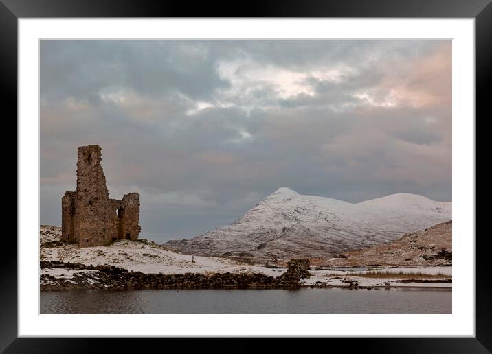 Ardvreck Castle in Winter  Framed Mounted Print by Derek Beattie