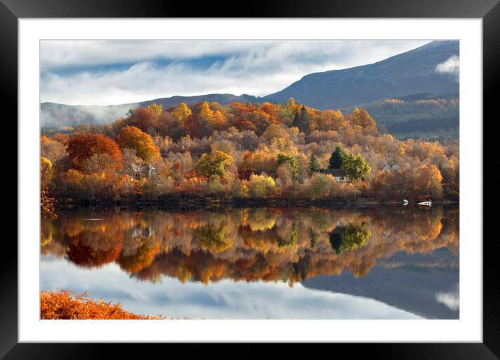 Autumn Reflections on Loch Garry Framed Mounted Print by Derek Beattie