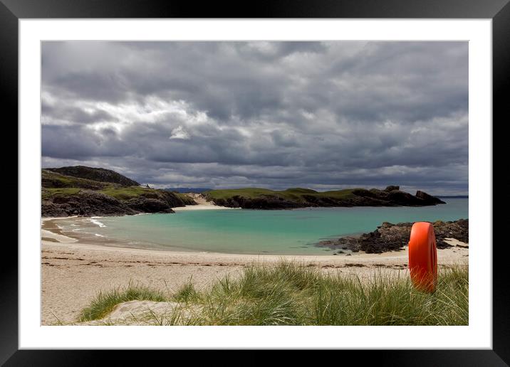 Clachtoll Bay Cloudy Skies Turquoise Sea Framed Mounted Print by Derek Beattie