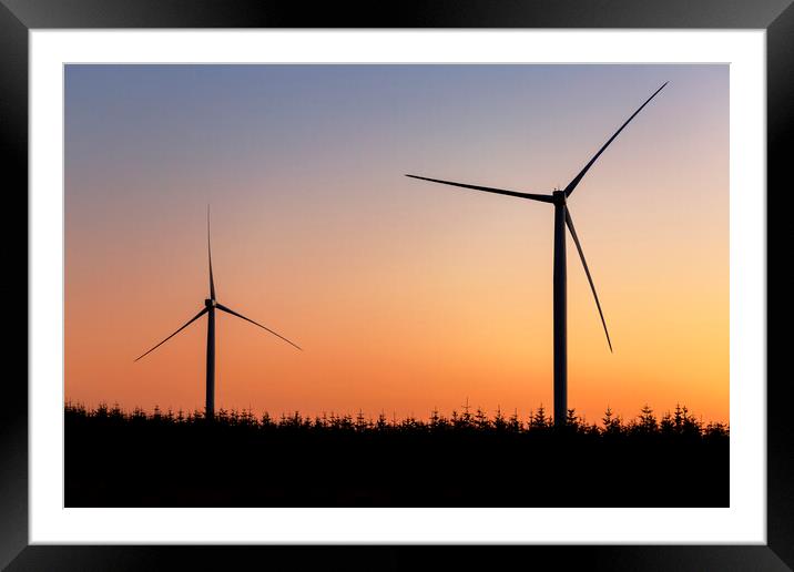 Windfarm at Sunset Framed Mounted Print by Derek Beattie