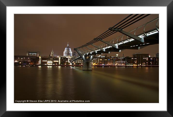Millenium Bridge at Night Framed Mounted Print by Steven Else ARPS