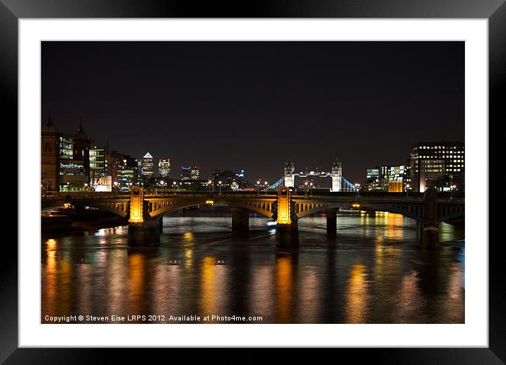 London Bridges at Night Framed Mounted Print by Steven Else ARPS