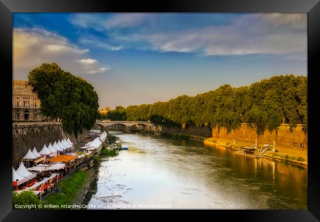 Tiber Tranquility: City Reflections Framed Print by William AttardMcCarthy