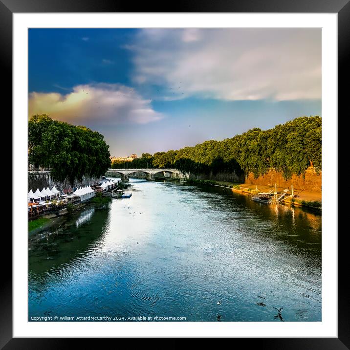 Tiber Reflections: Cityscape Glow Framed Mounted Print by William AttardMcCarthy