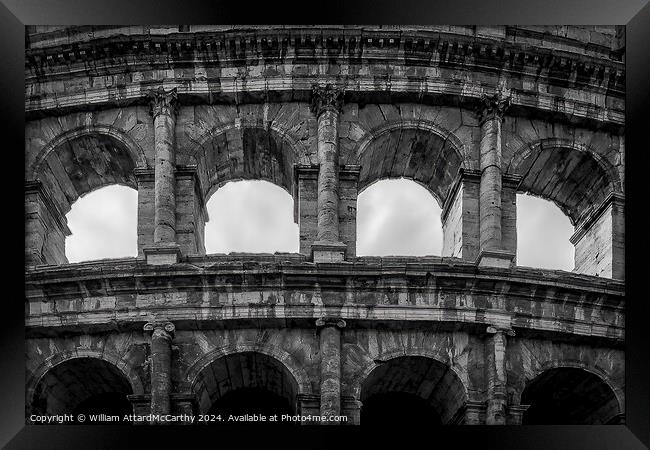 Colosseum Arches: Monochrome Architectural Detail  Framed Print by William AttardMcCarthy