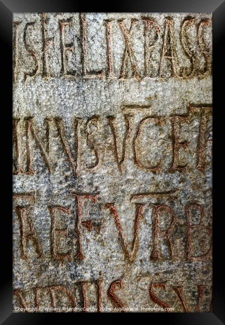 Ancient Inscription: Latin Stone Detail Photograph Framed Print by William AttardMcCarthy